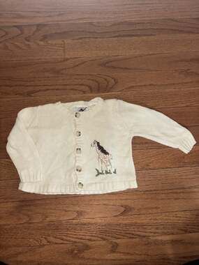 Vintage Good Lad of Philadelphia Baby 18M Ramie Cotton Blend Giraffe Cardigan